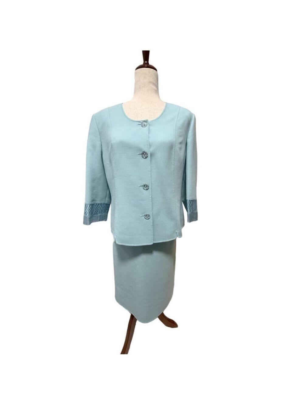 Vintage baby blue suit. Italy.size 46 women's skirt top. Large - Picture 8 of 16
